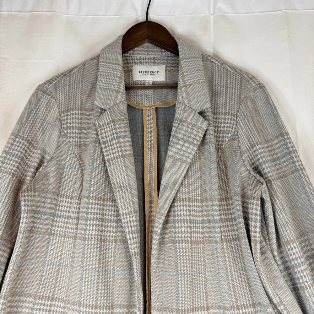 LIVERPOOL Women’s Size L Blazer Jacket Knit Houndstooth Plaid Stretch - Picture 11 of 16